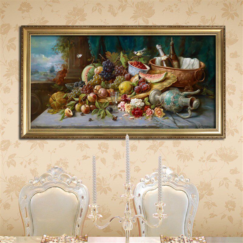 水果花卉c静物装饰画大幅餐厅饭店挂画有框画金色画框尺寸可定做