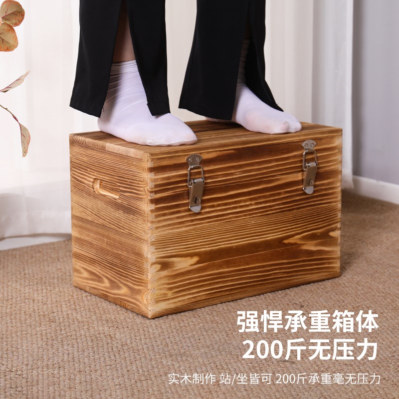实木长方形储物箱加n厚超强承重大木箱无孔防虫收纳箱可挂锁木箱