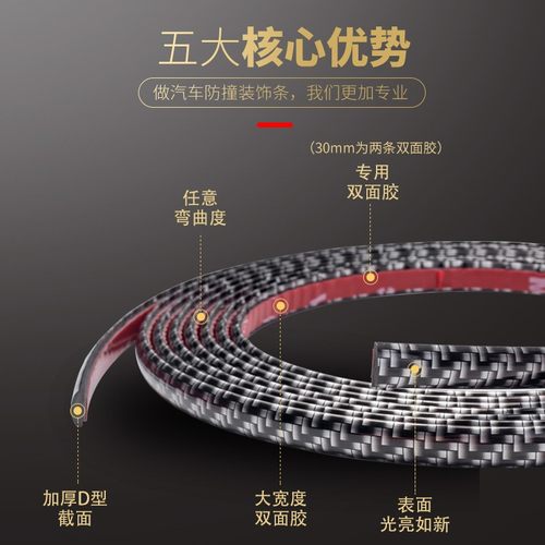 汽车装饰条亮条中网保险杠车门轮毂饰I条车身腰线防撞条碳纤维色