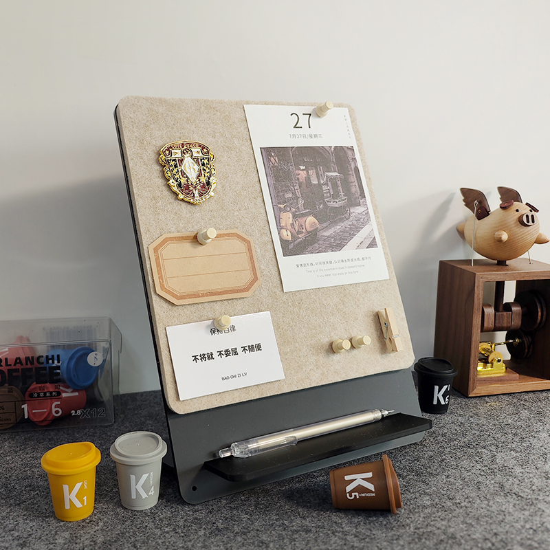 桌面立牌软木板留言板毛毡记事板毛办公P室备忘亚克力提示板