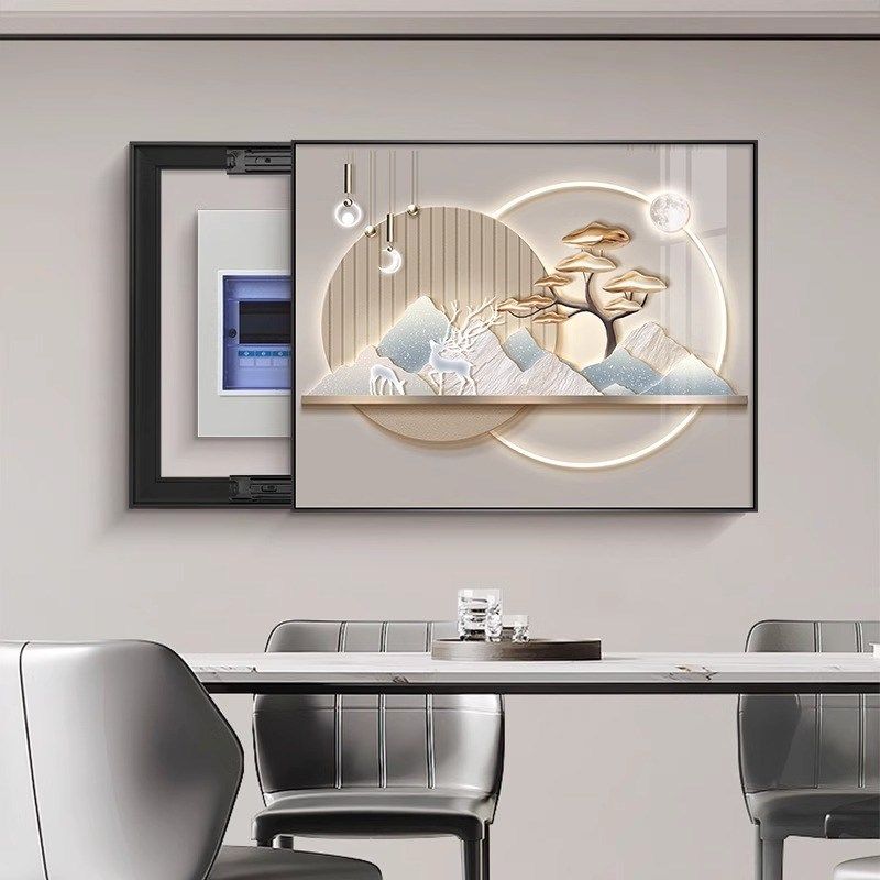 2024新款轻奢j电表箱装饰画客厅电闸箱遮挡挂油画高级感配电箱盖