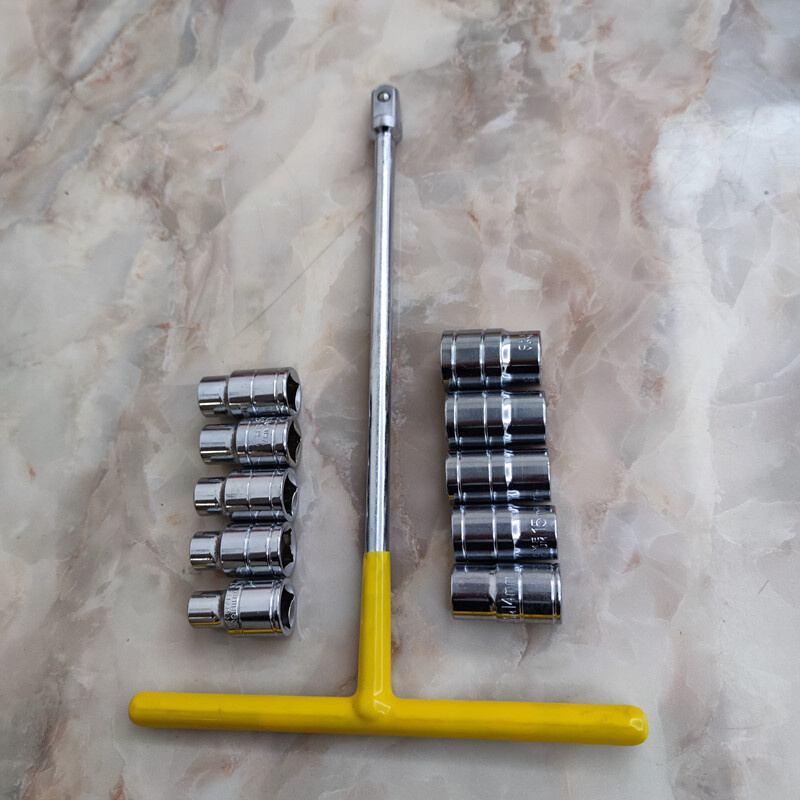 T型扳手车载汽修套筒大飞13件套装维修六角短套筒多功能组合工具