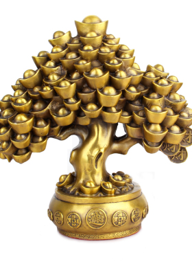 铜聚宝盆树摇钱树摆件u 金钱树家居工艺品店铺开业礼品