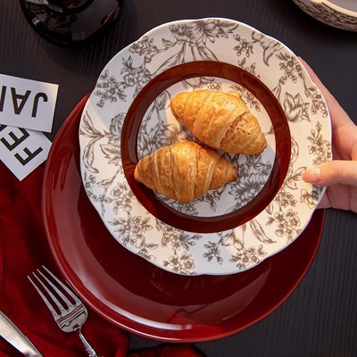 红色中式新婚乔迁喜庆餐具礼盒套装送礼L高级感小众陶瓷盆碗碟