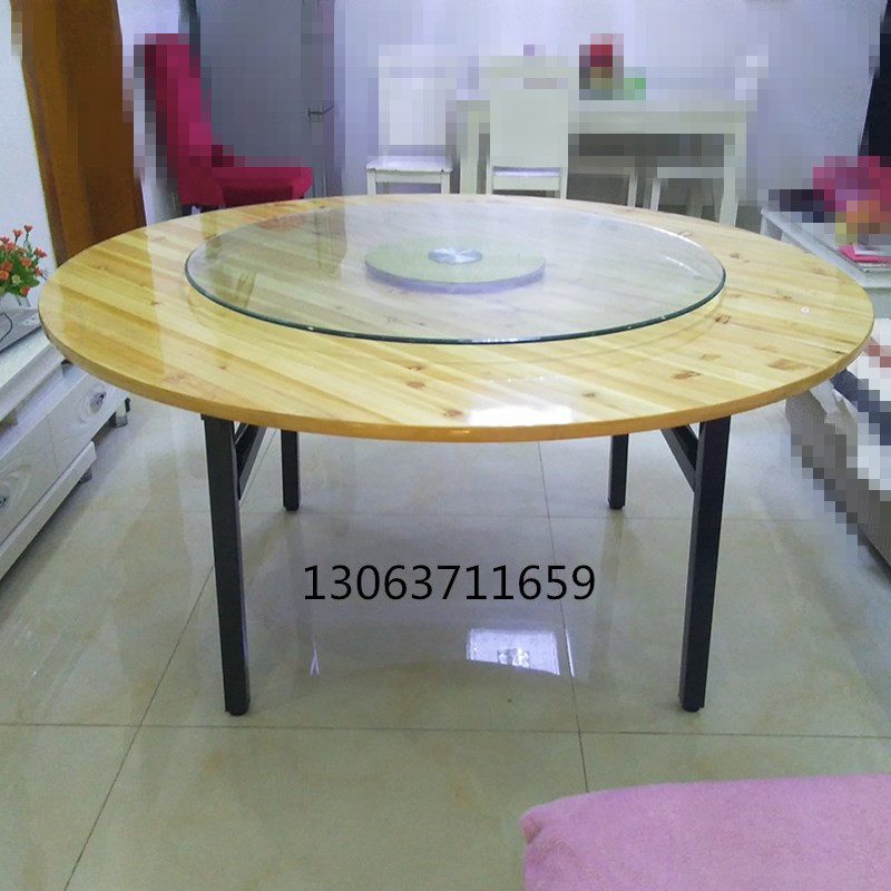 折叠圆桌面实木圆桌10人12人18人20人大圆N桌酒店家用餐桌厂家直