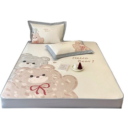 新款高档夏季凉席冰丝席三件套可水洗床笠款空调席N1.8m/1.5米夏