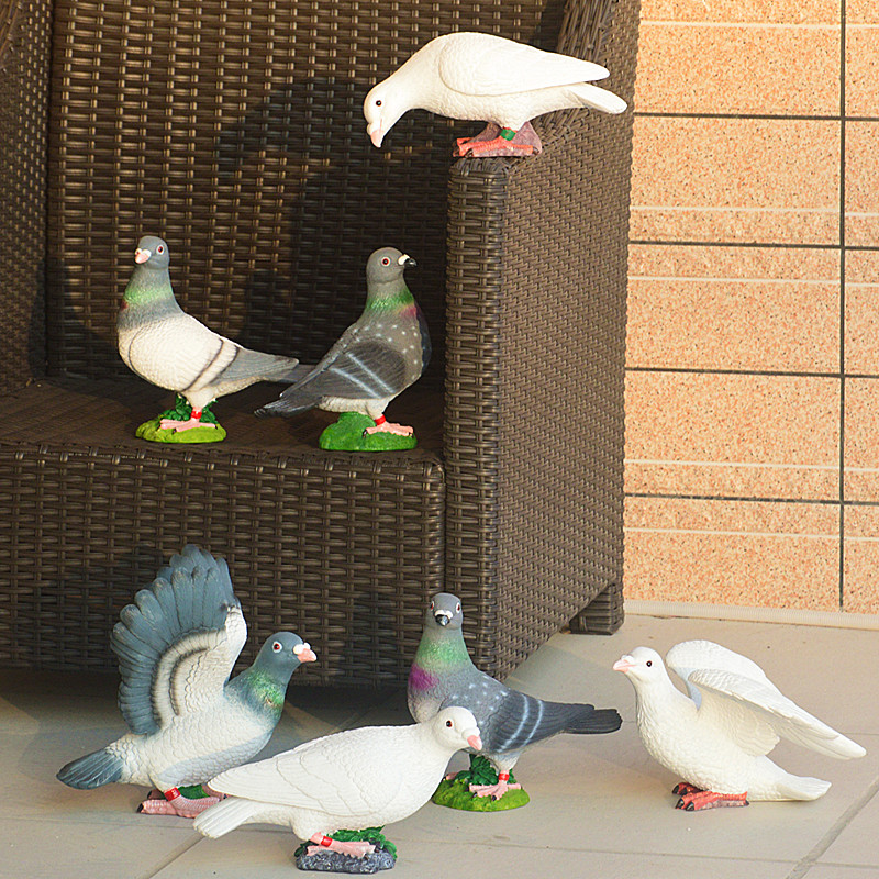 花园庭院装饰品鸽子摆p件景观雕塑鸟类模型白鸽展翅家居树脂工艺