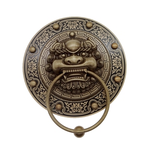 纯铜门拉手门环仿古木门s把手农村老式大门拉环铜门环中式兽头单