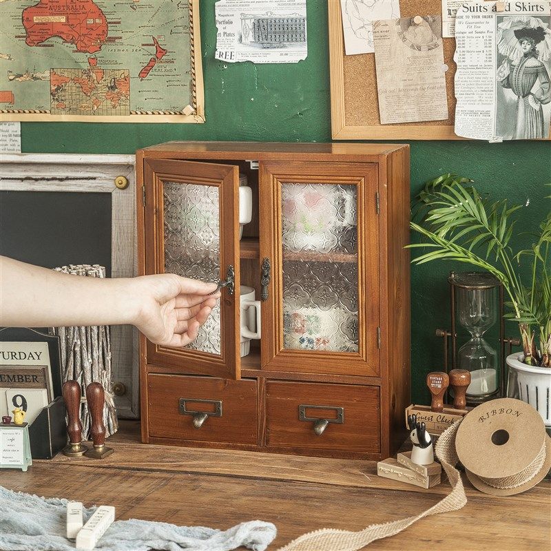 杯子收纳架桌面置物架马克杯双层收纳H盒水杯木质玻璃抽屉茶杯防