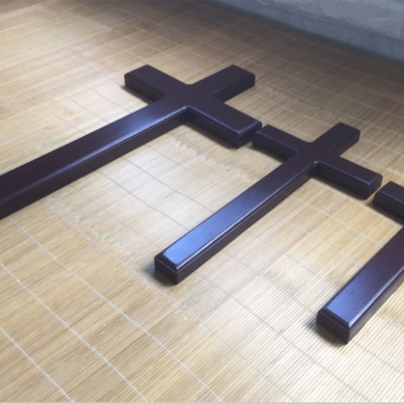 紫檀色红木色32-42-60-80-100-12K0厘米实木大十字架木质壁挂件