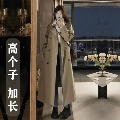 韩版高个子女款英伦加长版风衣外套女2025春秋高级感超长款大衣