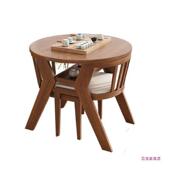 阳台休闲桌茶椅三件套实木装 茶圆桌一桌二椅组合桌81899小套型喝