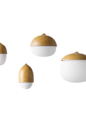 卧室创意玻璃代北欧坚果厅吊灯灯现吊灯餐863客纹厅小吊灯仿木木