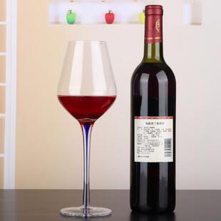 蓝工水杆晶红酒杯脚杯波尔多葡萄酒杯两支礼品盒装手可做蓝杆红酒