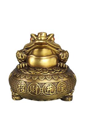 纯铜金蟾摆件聚宝盆金蟾店铺吉祥物摆设家居铜金蝉客厅工艺品礼品
