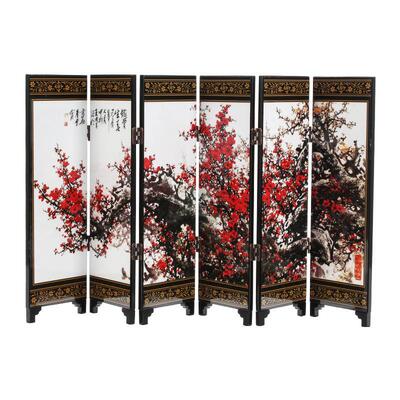 仿古木漆器屏-风礼报春图中小国质风商务品漆画摆件创意家居饰品