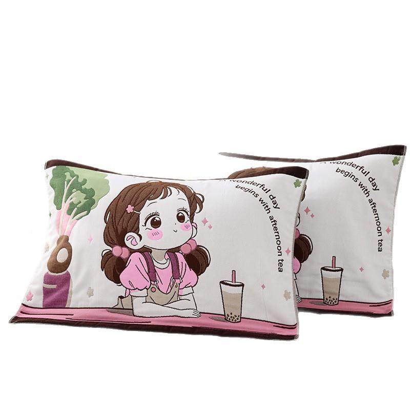 纯棉卡通防八纱枕巾10全棉枕头巾头油层防滑不脱落PE250618一对0,床上用品,枕巾,淘宝优惠券,粉丝福利购,淘宝优惠卷