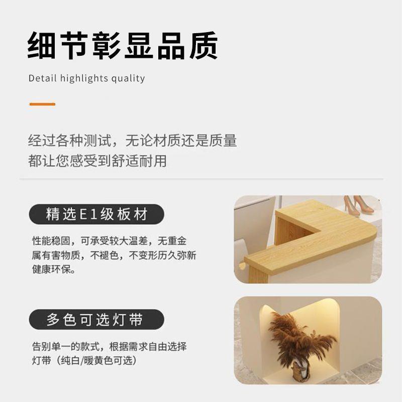 吧台收银台前台L型服装店接待台小户型吧台简约现代美容院接待台图片