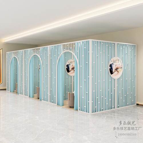 美容院养生足推馆铁艺屏风隔断美甲餐厅头疗包厢单间屏风遮挡帘