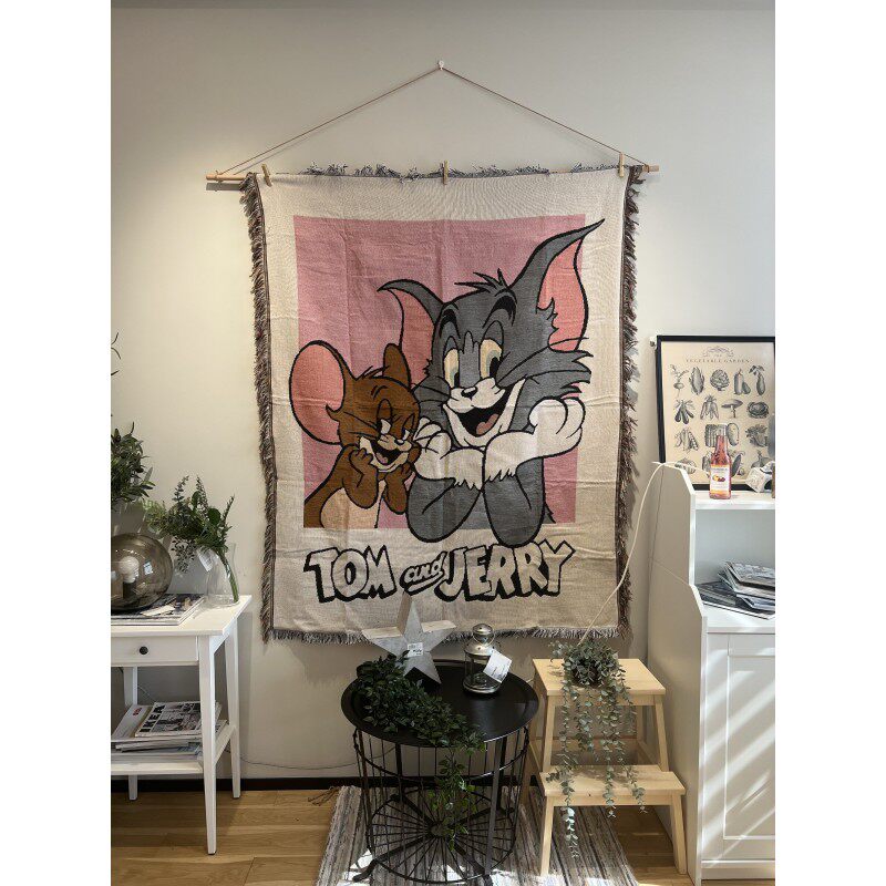 速发猫和老鼠 Tom Jerry挂毯休闲毯装饰毯毛毯棉质盖毯沙发毯