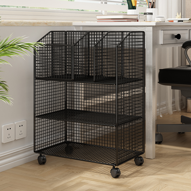 速发书桌旁小书架儿童绘本玩具收动桌边可移纳带轮置物架简易书柜