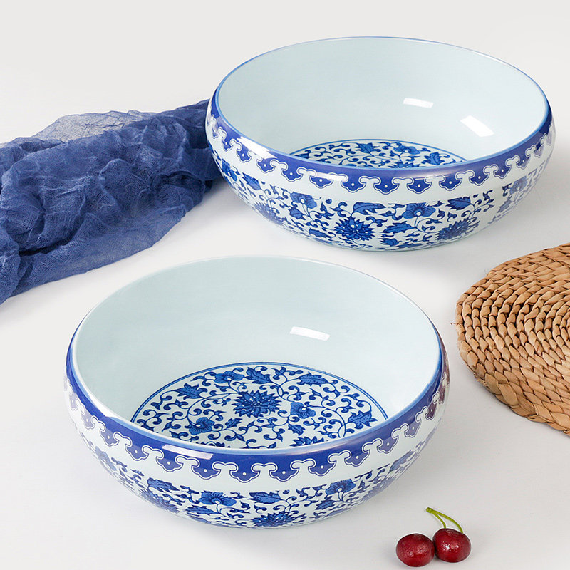 速发202大密胺菜具商用冒餐碗餐厅饭店青花瓷大汤碗仿瓷酸菜鱼5汤