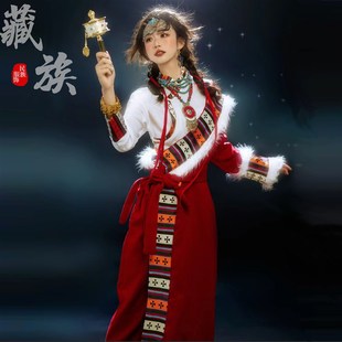 速发藏族服装藏袍藏服少数民袍服西藏旅拍演族服藏式长出舞蹈服