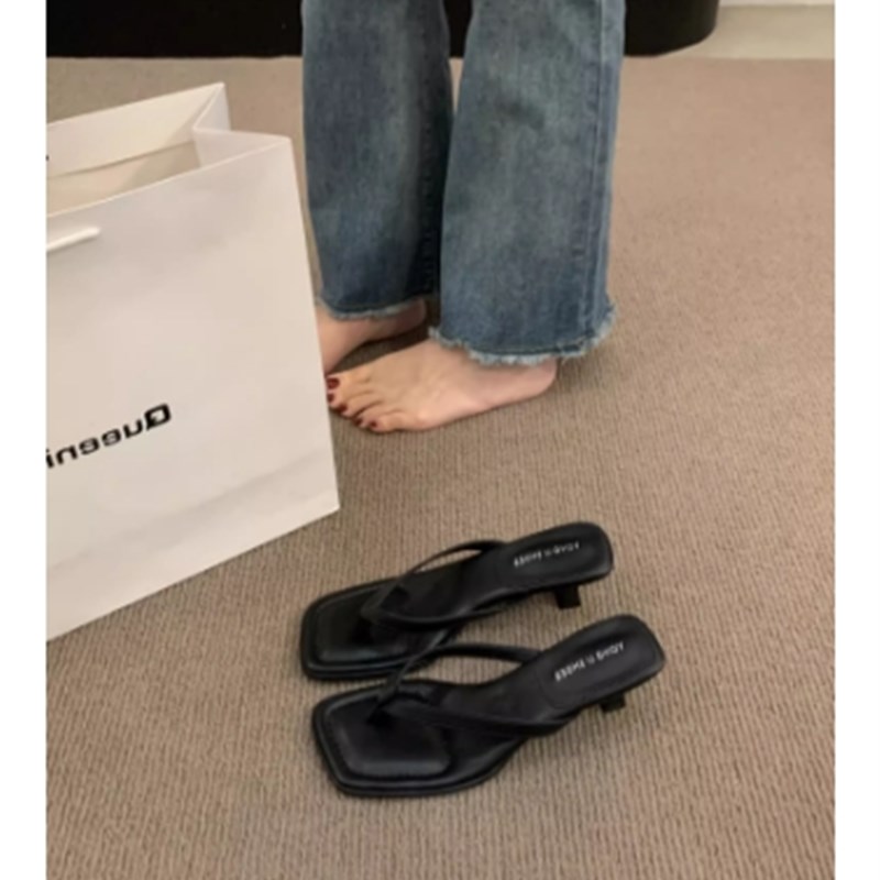 速发法式凉拖夹人脚字拖鞋仙4子夏季外穿202鞋新款简约夹趾高跟凉