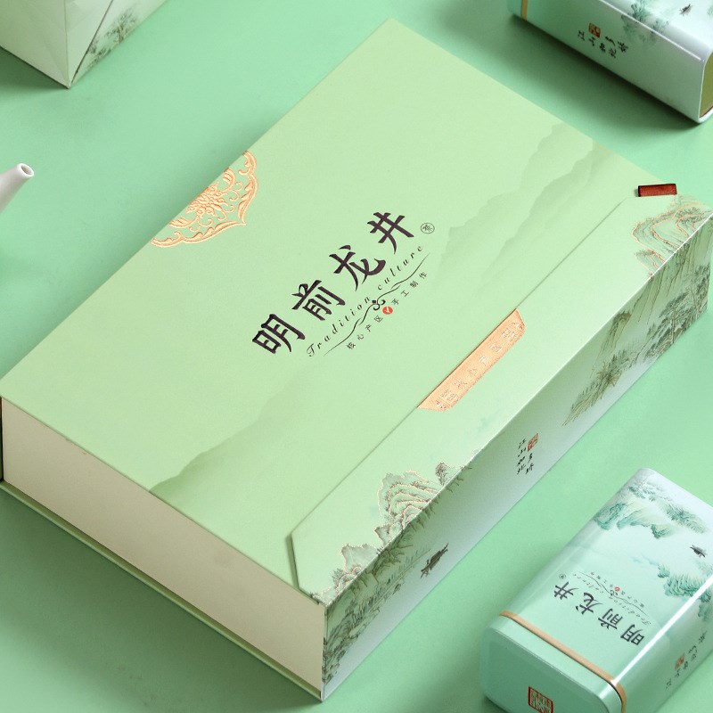 速发新款西湖佛前龙井茶叶包斤盒空礼盒半斤一装装大明龙井绿茶包