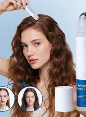 跨境爆款Rosemary Hair Growth Serum滚轮迷迭香头发生长精华液