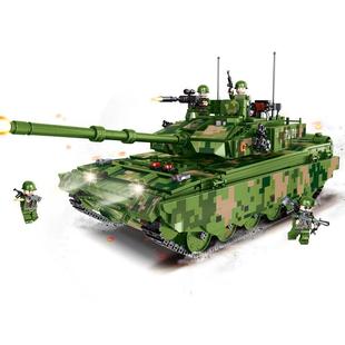 90102双遥控动态99式主战坦克模型男孩兼容乐高拼装积木玩具