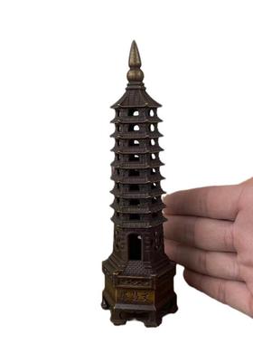 文昌塔摆件九层十三层纯铜书房办公室桌面装饰黄铜层层工艺品