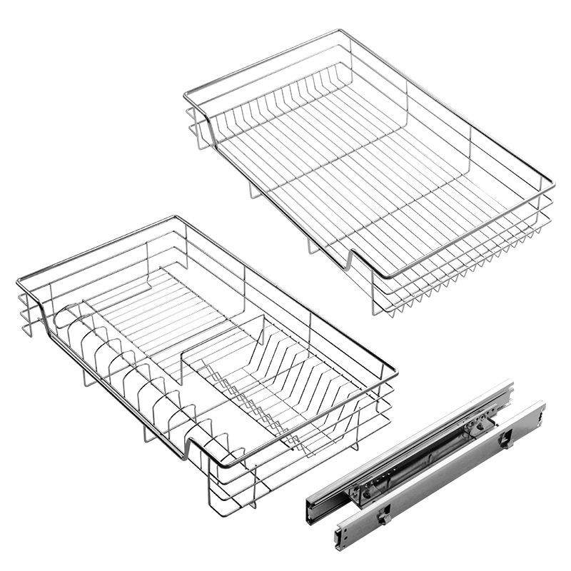 厂家直销厨房橱柜实心线条拉篮不锈钢碟碗架抽屉收纳沥水篮