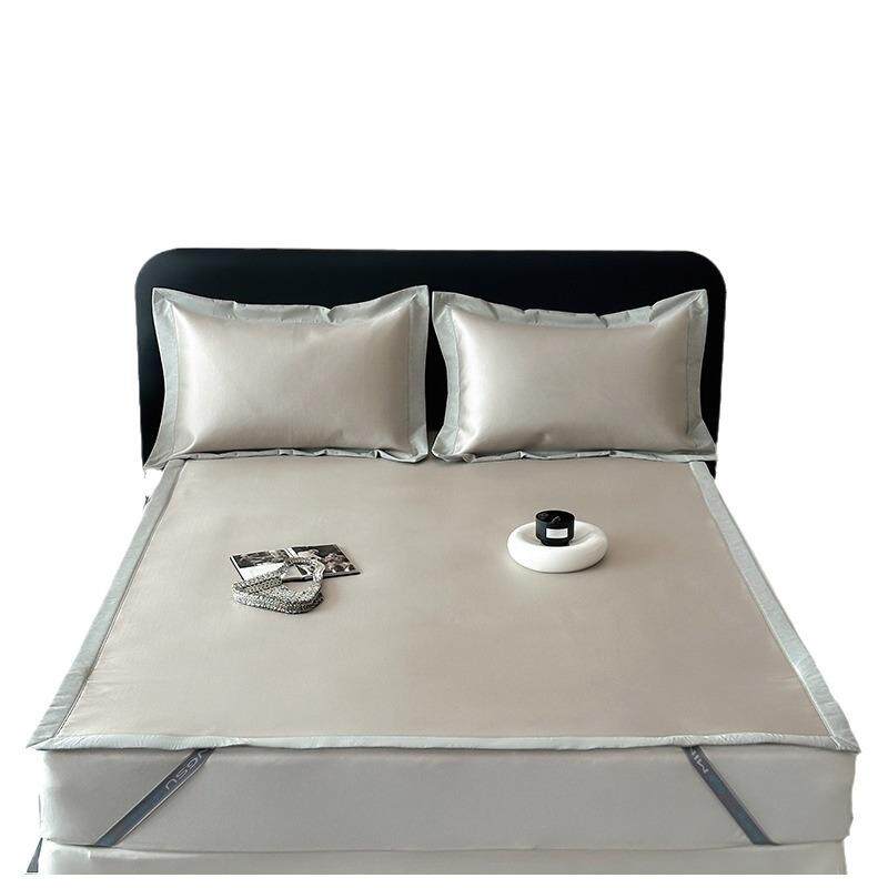 平铺式冰丝凉席丨高档凉感纯色养生软凉席三件套可折叠机洗多规格