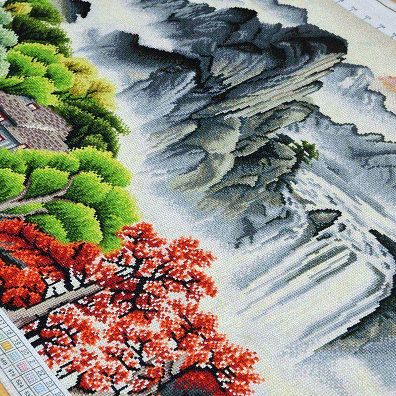 富春山居图十字绣2020新款山水画大幅满绣流水生财聚宝盆客厅全绣