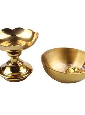 酥油灯铜油灯座铜碗佛灯供灯莲花铜碗酥油灯大中小号油灯