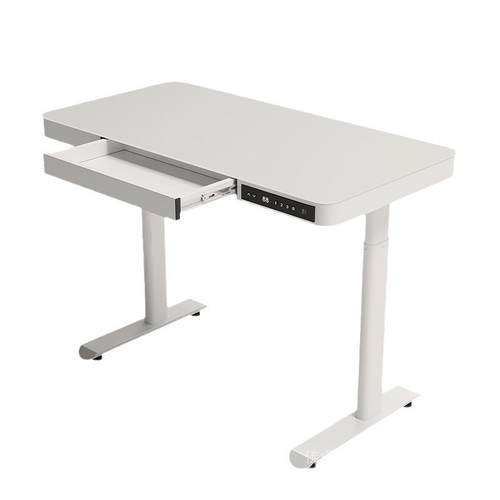 电动智能钢化玻璃带抽屉升降桌家用多功能办公可站立式电脑升降桌