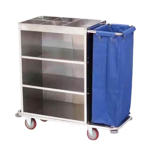酒店布草车宾馆工作车客房清洁服务车加长加厚不锈钢单边车收纳车