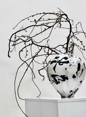 侘寂风书法陶瓷花瓶民宿设计师中古风格纹花器装饰品高级感摆件