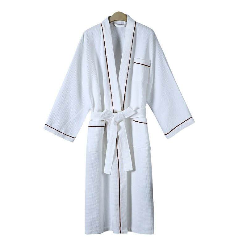 浴袍宾馆全棉华夫格纯色纯棉睡袍民宿加厚吸水面料吸水速干