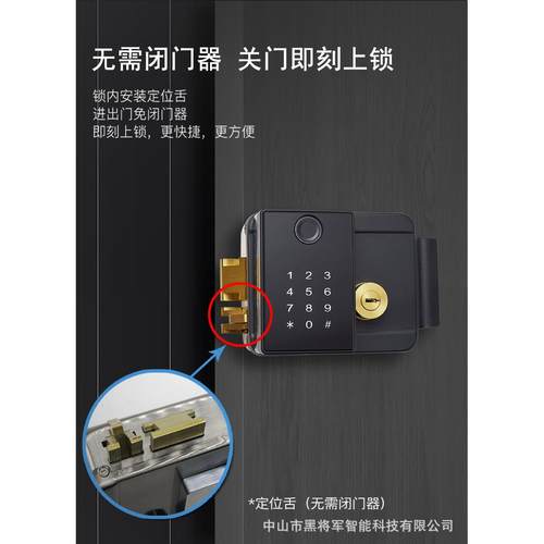 自建房密码免布线庭院锁户外铁门电控锁防盗锁双面指纹别墅门锁