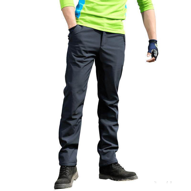 户外冲锋裤男四面弹力软壳抓绒裤加厚保暖大码防水透气耐磨秋冬季