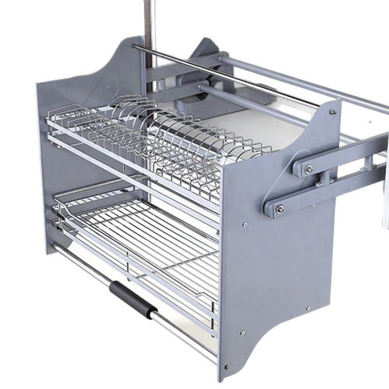 厨房吊柜升降碗碟拉篮橱柜上下缓冲下拉式厨柜篮篮源头工厂
