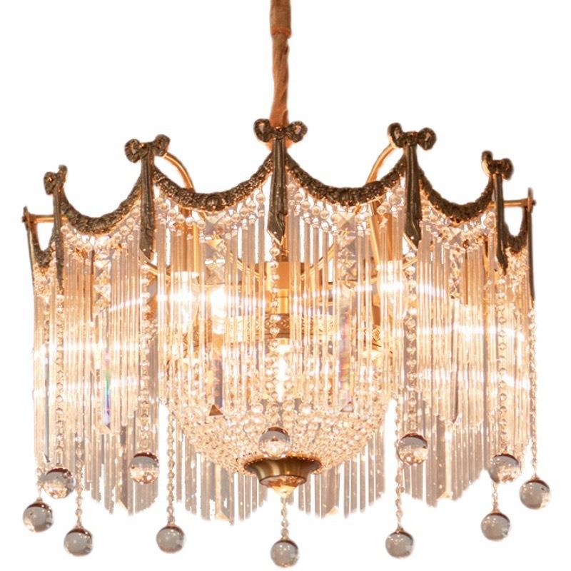 复古法式蝴蝶结厅水晶灯气餐美式全铜奢华大别墅683卧室厅客护眼