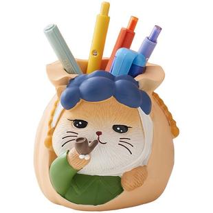 办公室桌面笔筒摆件猫咪治愈女生ins书桌装饰教师礼物教师节礼物