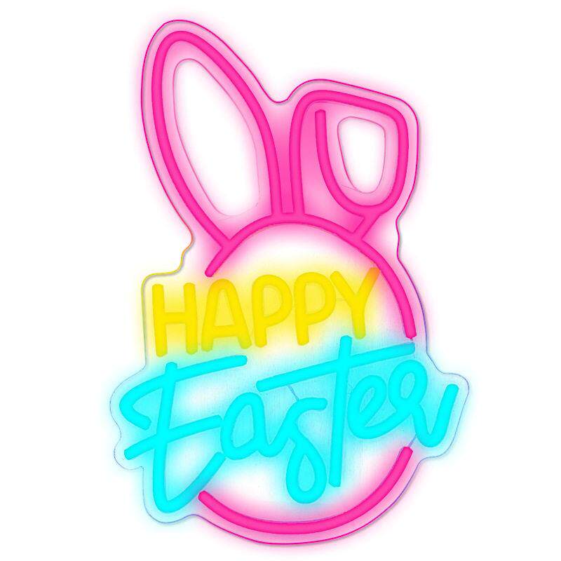 霓虹灯Easter发光字母装饰灯酒吧派对复活节led彩蛋灯兔子灯