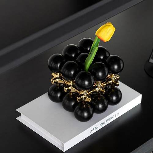 艺贝子奢华金客厅电视墙壁龛摆设样板房营销中心开放格酒柜装饰品