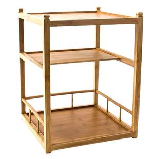 茶桌客厅摆件架子竹制置物架书房茶道收纳架家居装饰柜茶棚展示架