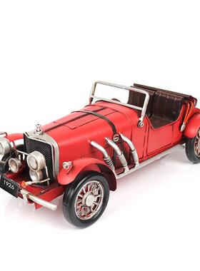 复古名爵MG敞篷跑车模型铁皮手工艺品怀旧酒吧橱窗柜收藏装饰摆件