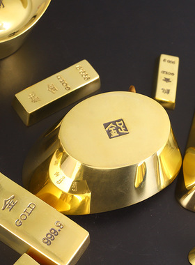 现货速发金元宝摆件金条纯黄铜实心摆件道具财神客厅装饰开业乔迁